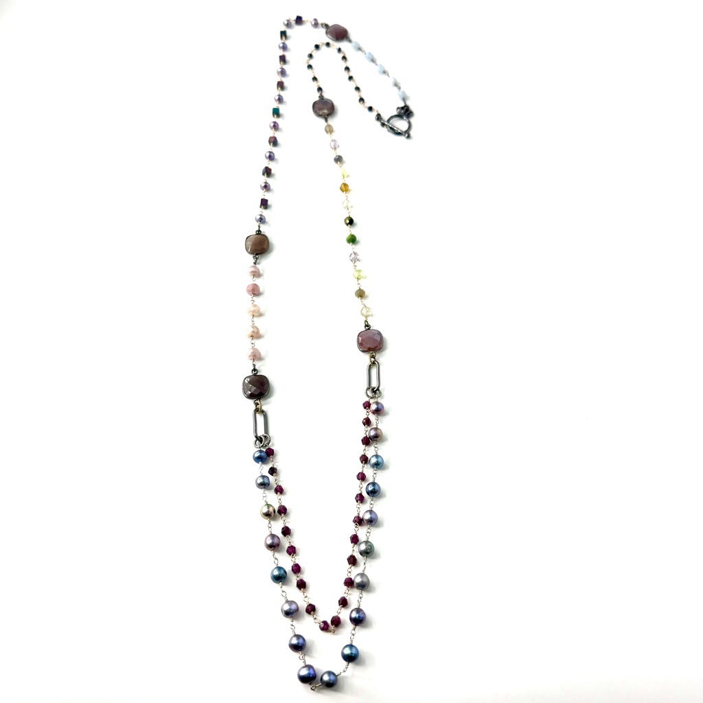 Sundance Inspired Multicolored Gemstone Wire Wrapped Necklace